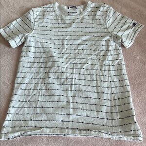 Champion White Tee with Logo Stripes